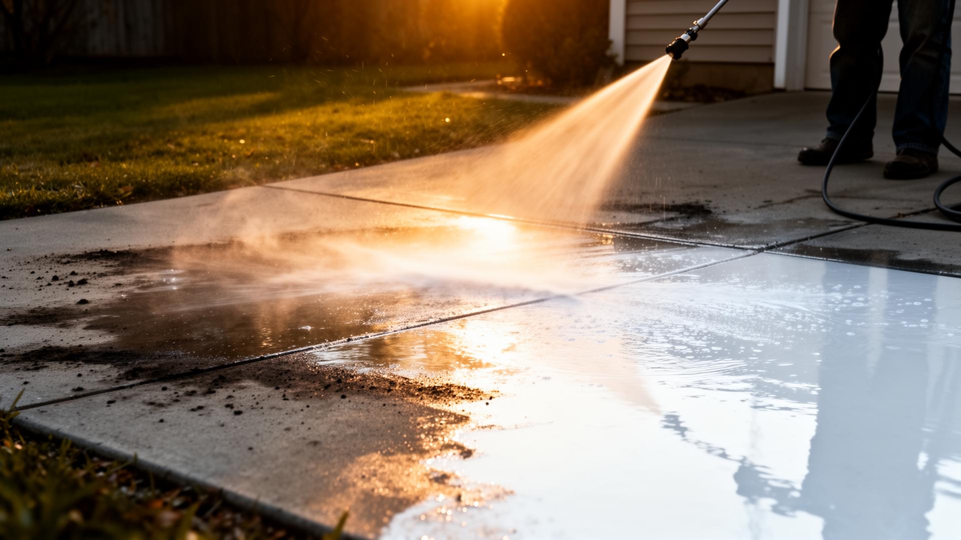 High-pressure washing in action